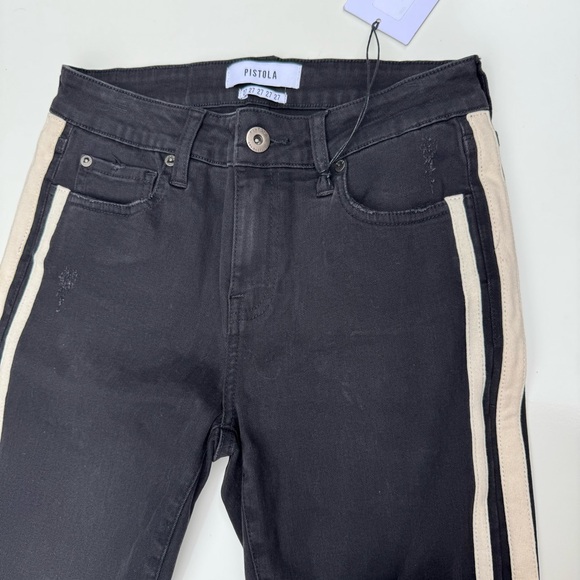 PISTOLA Womens  Berlin Night Black with White Side Stripe Audrey Skinny Jeans - Picture 9 of 9